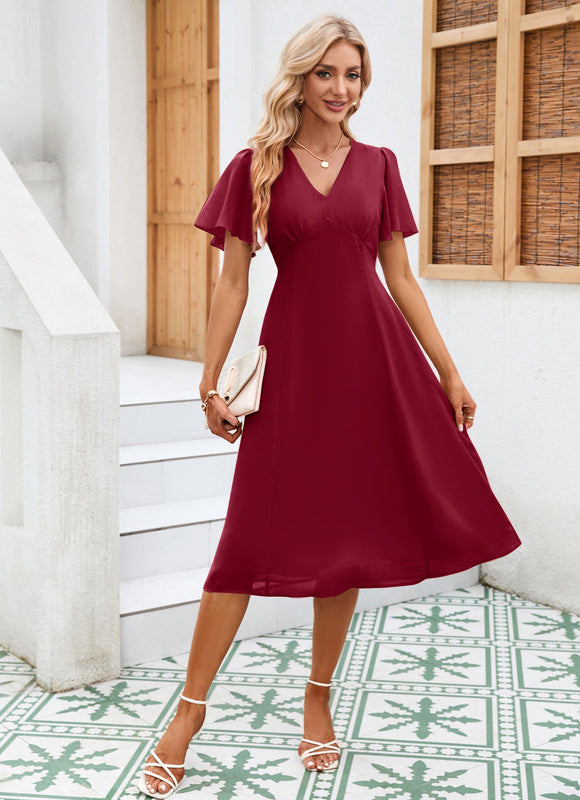 Robe Chic Volants Bordeaux - gallery 6