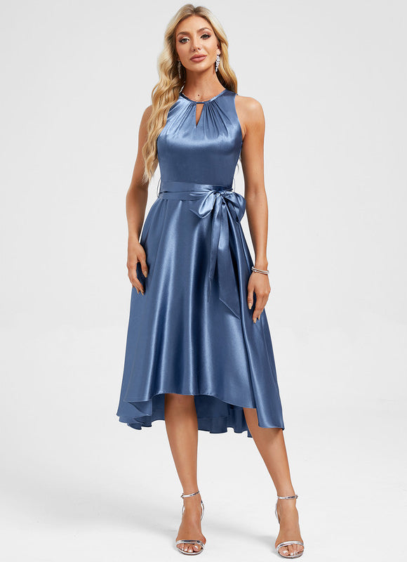 Robe Chic Éclat Satiné Azure