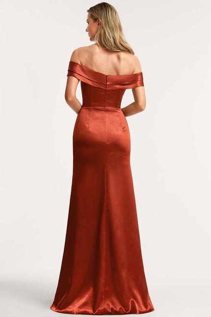 Robe Chic Satin Rouille - gallery 4