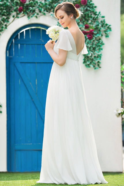 Robe Chic Blanche Mousseline Plissée - gallery 4