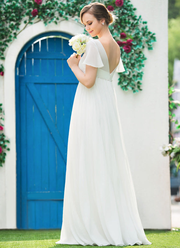 Robe Chic Blanche Mousseline Plissée - gallery 4