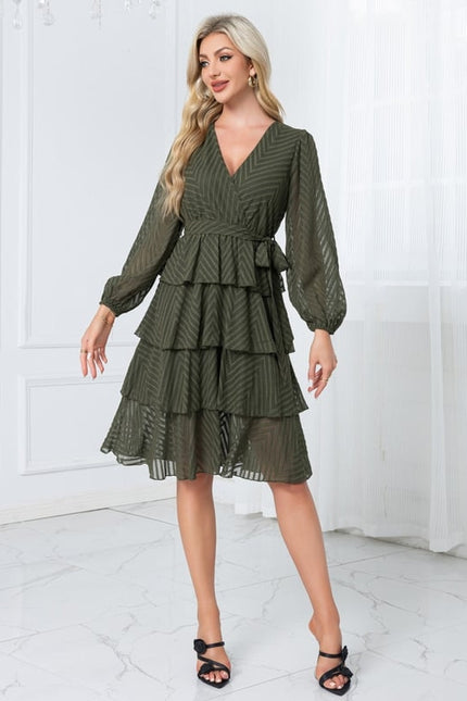 Robe Chic Volants Bordeaux - gallery 2