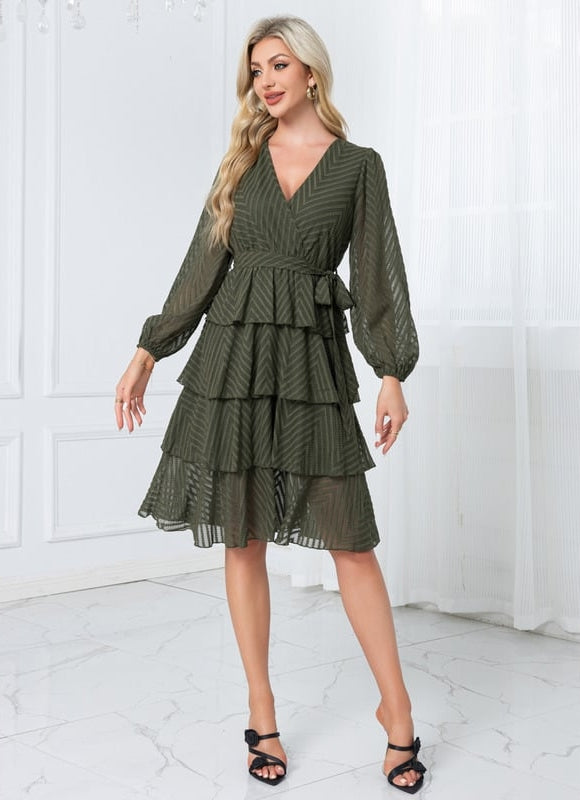 Robe Chic Volants Bordeaux - gallery 2