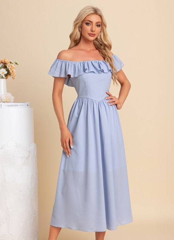 Robe Chic Bleu Ciel Évasée - gallery 2