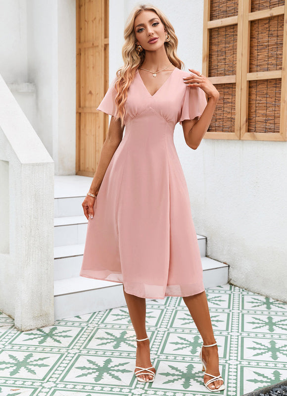Robe Chic Volants Bordeaux - gallery 2