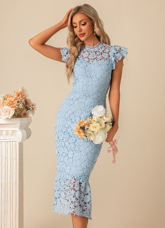 Robe Chic Dentelle Bleu