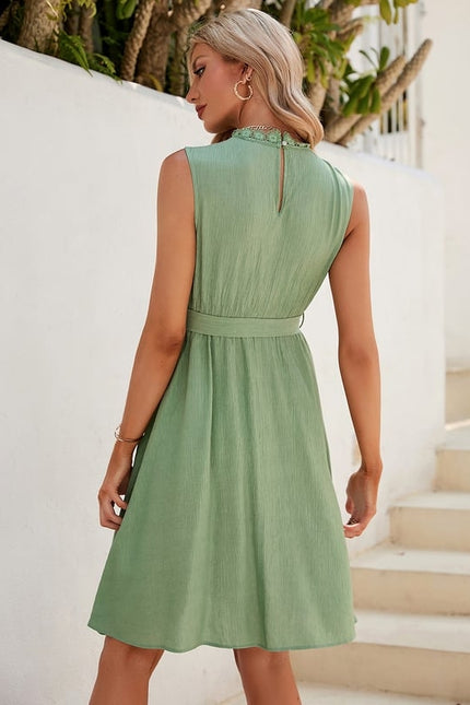 Robe Chic Vert Pastel Évasée - gallery 4