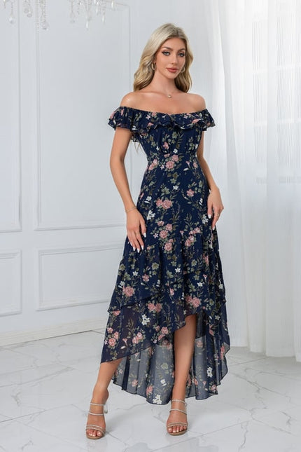 Robe Chic Florale Navy Asymétrique - gallery 3