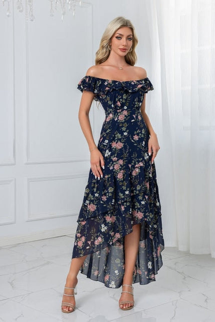 Robe Chic Florale Navy Asymétrique - gallery 3