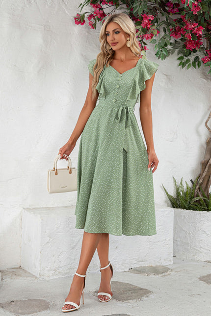 Robe Chic Verte À Pois - gallery 4