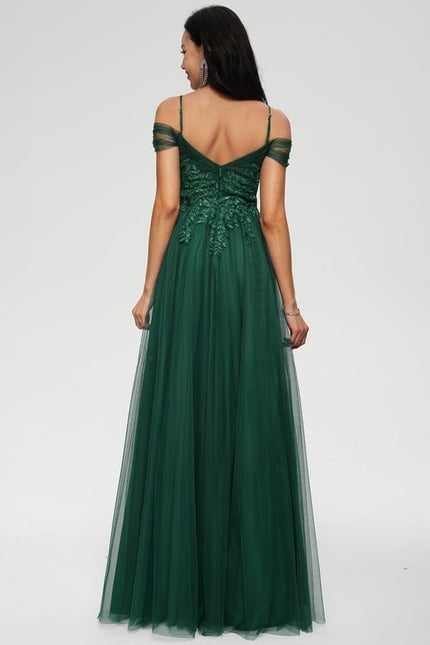 Robe Chic Vert Émeraude Tulle Paillettes - gallery 2
