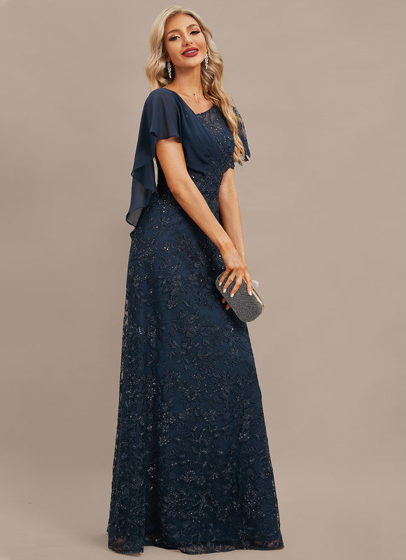 Robe Chic Longue Marine Dentelle - gallery 4