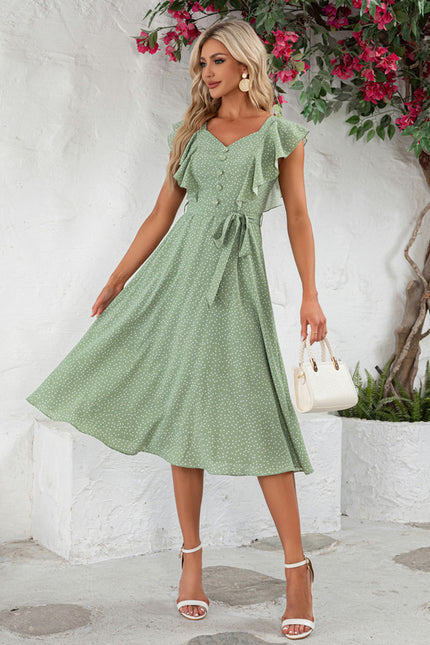 Robe Chic Verte À Pois