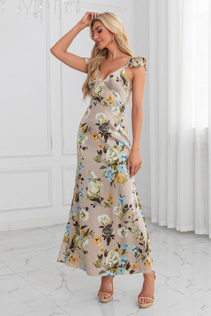 Robe Chic Fleurie Beige