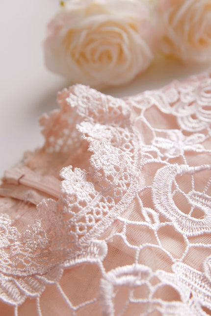 Robe Chic Rose Poudré Dentelle Élégante - gallery 6