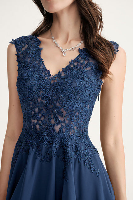 Robe Chic Noire Dentelle V-Cou Élégant - gallery 5