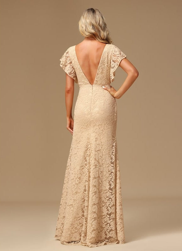 Robe Chic Longue Dentelle Lavande - gallery 5
