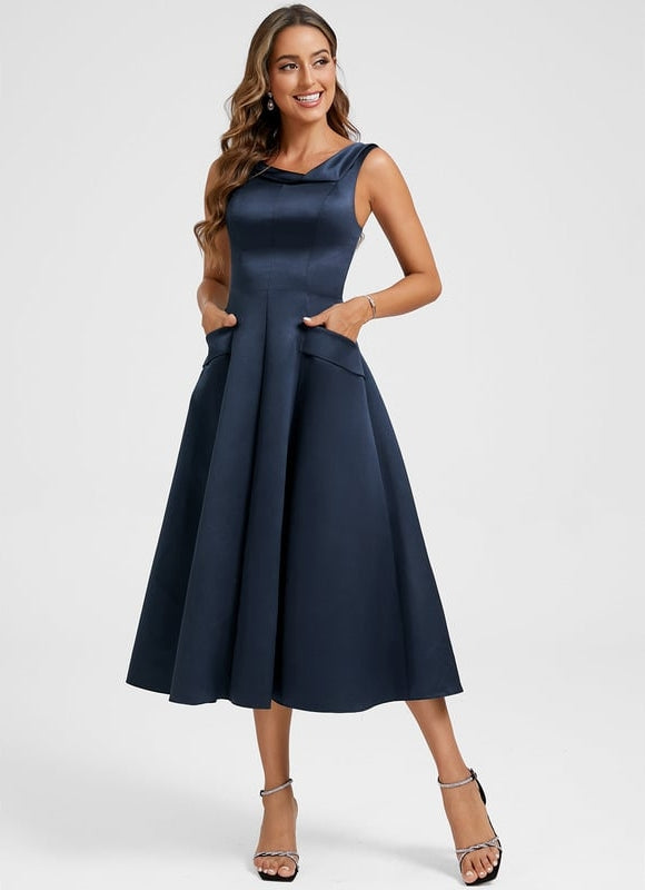 Robe Chic Satin Marine Élégante - gallery 4