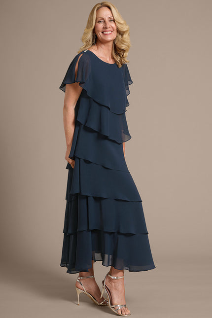 Robe Chic Drapée Marine - gallery 4