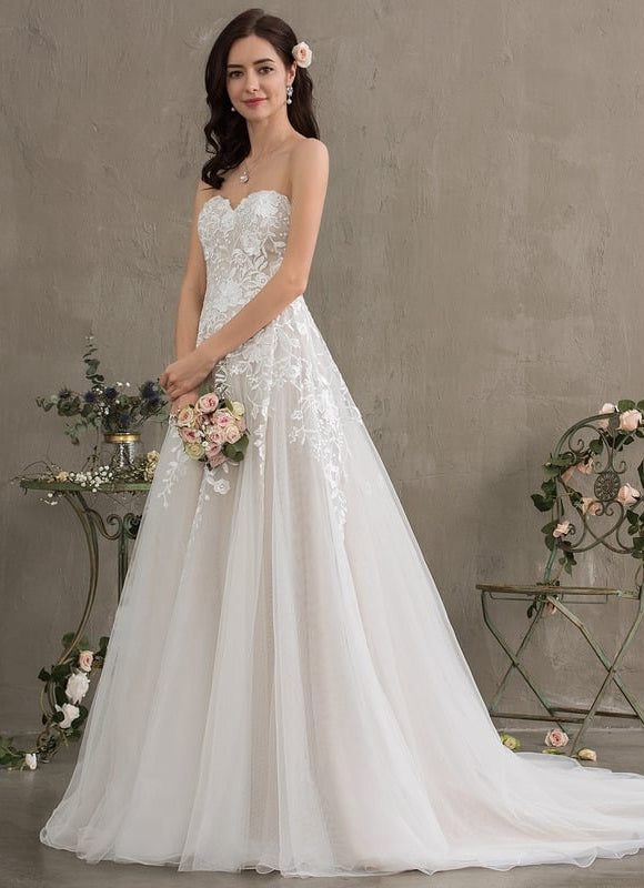 Robe Chic Blanc Élégant Avec Traîne - gallery 6