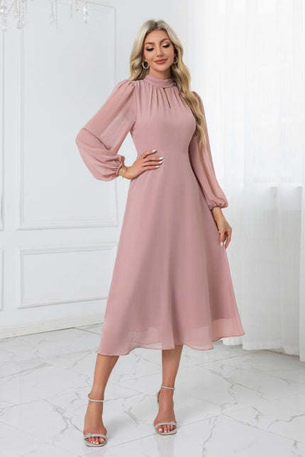 Robe Chic Midi Rose Fluide