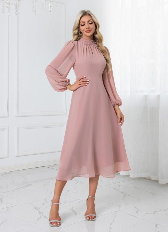 Robe Chic Midi Rose Fluide