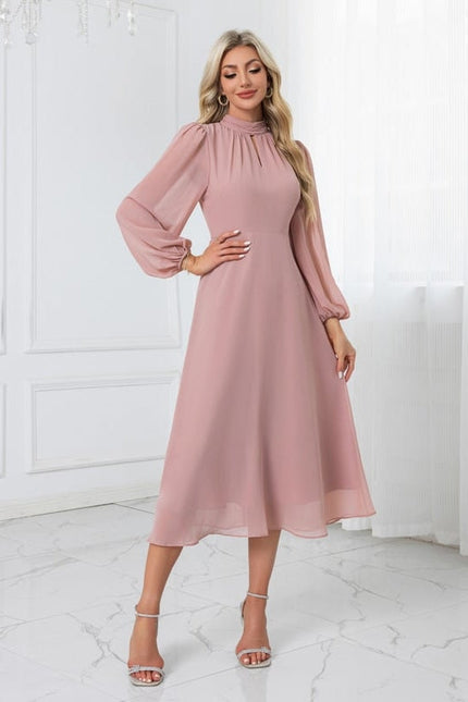 Robe Chic Midi Rose Fluide