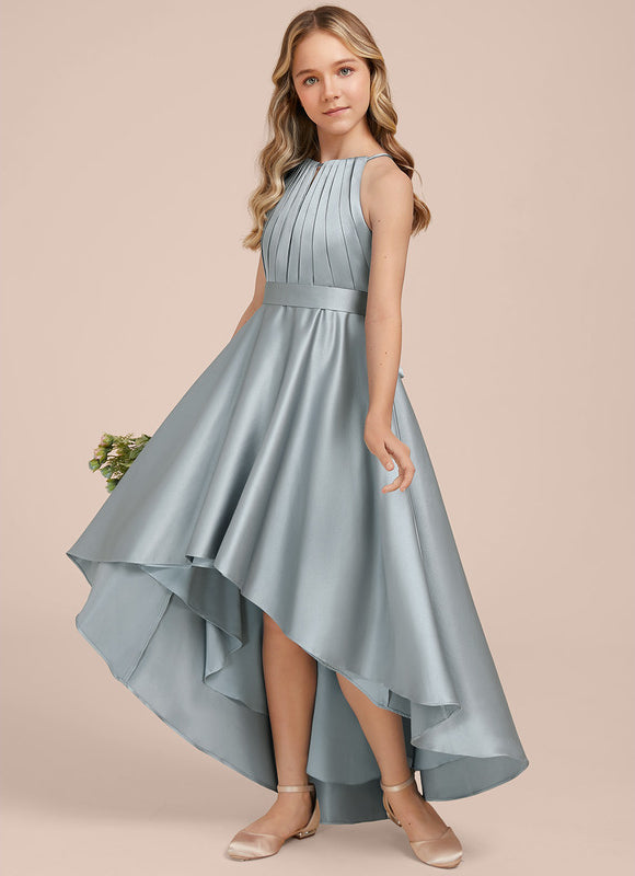 Robe Chic Satin Asymétrique Bleu - gallery 3