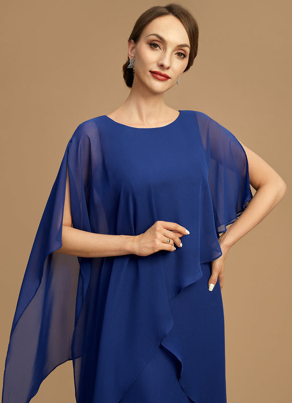 Robe Chic Bleu Royal Asymétrique Mousseline - gallery 5
