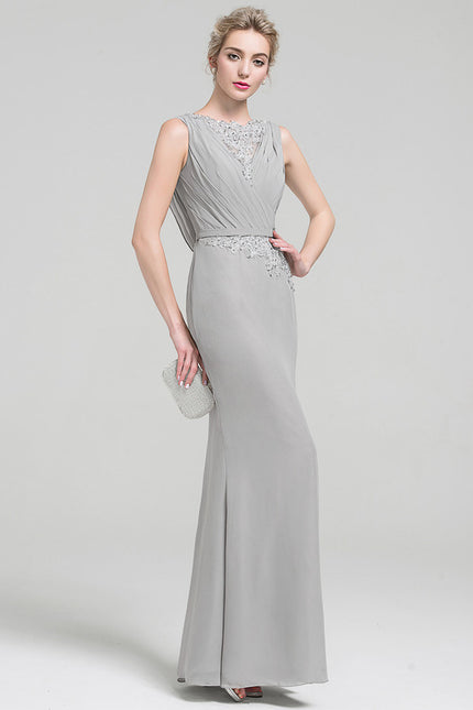 Robe Chic Gris Satiné Élégant - gallery 2