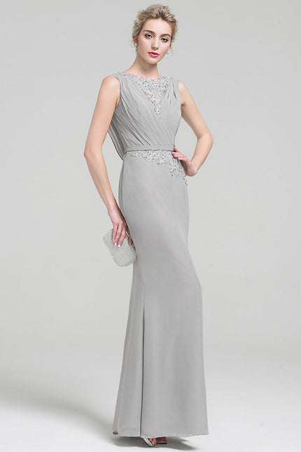 Robe Chic Gris Satiné Élégant - gallery 2