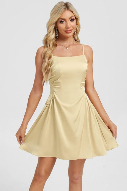 Robe Chic Jaune Pâle Satinée