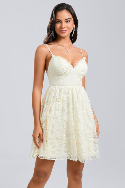 Robe Chic Courte Dentelle Ivoire - gallery 2