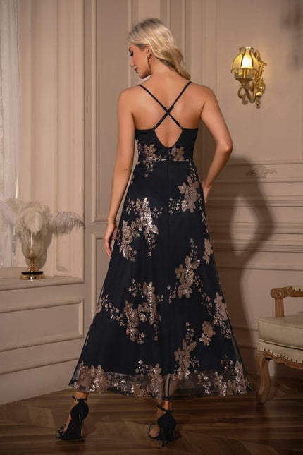 Robe Chic Maxi Fleurie Noire - gallery 1