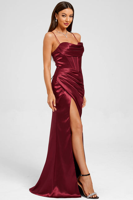 Robe Chic Satinée Bordeaux Élégante - gallery 4