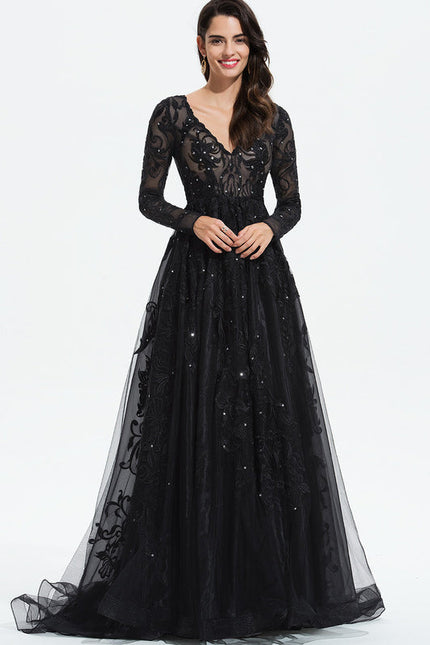 Robe Chic Noir Éblouissant - gallery 1