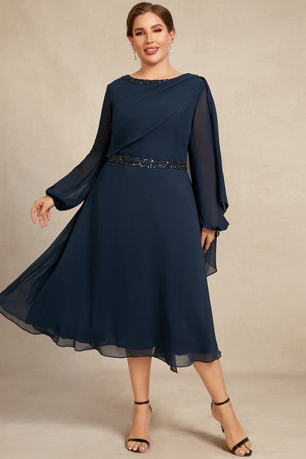 Robe Chic Bleu Nuit Élégante - gallery 7