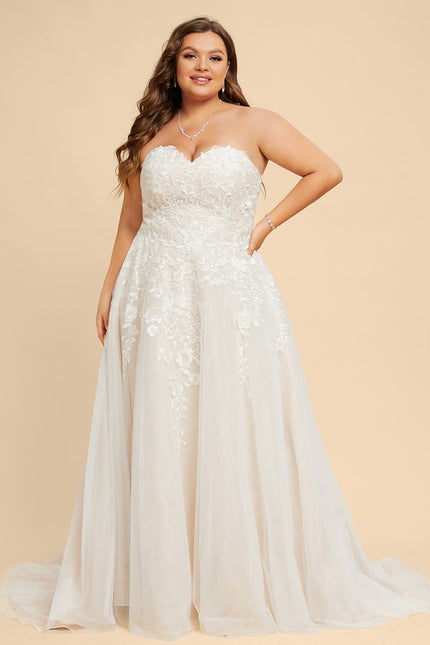 Robe Chic Blanc Élégant Avec Traîne - gallery 7