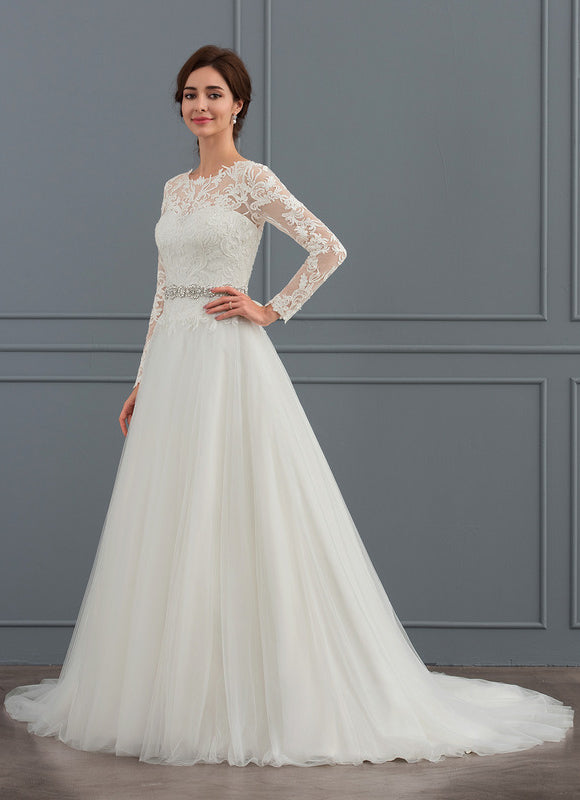 Robe Chic Blanche Col Rond Dentelle - gallery 1