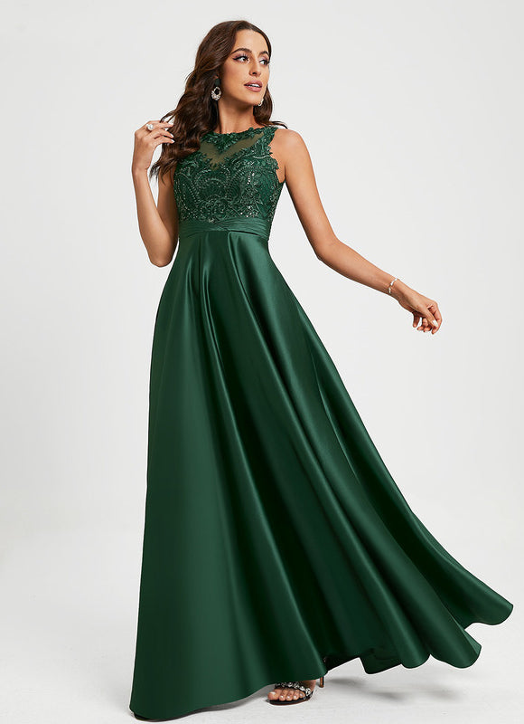 Robe Chic Satin Vert Émeraude - gallery 5