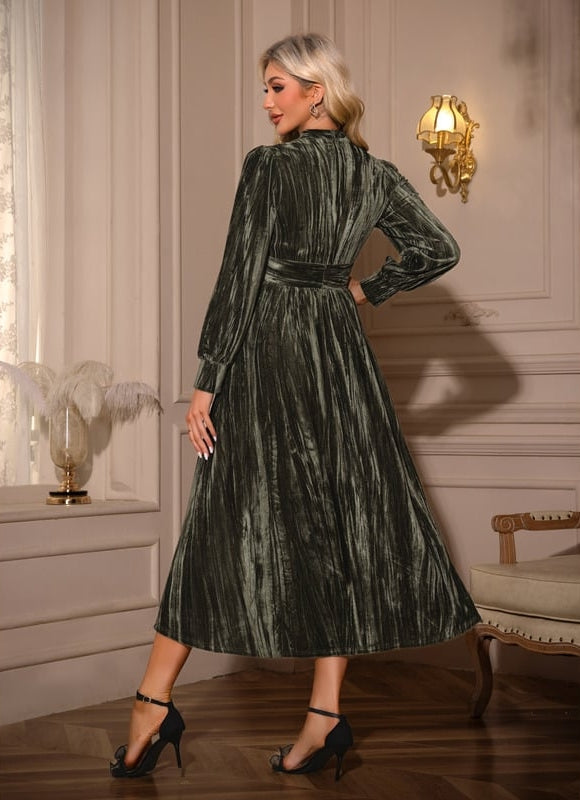 Robe Chic Velours Midi Élégante - gallery 1
