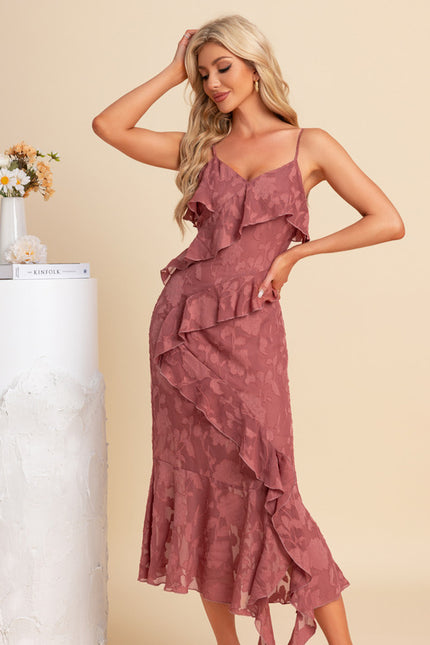 Robe Chic Volants Rosée - gallery 5