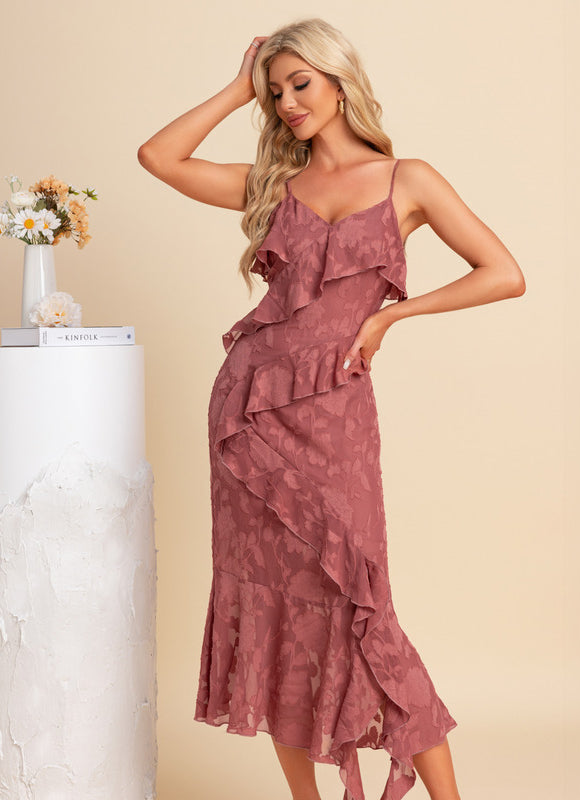 Robe Chic Volants Rosée - gallery 5