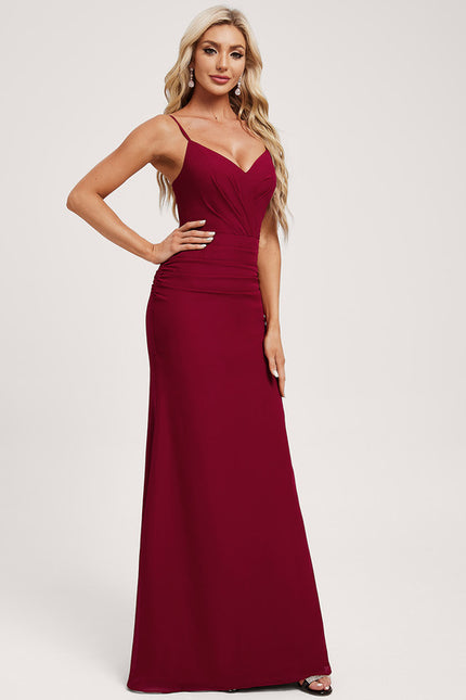 Robe Chic Rouge Élégant Longueur - gallery 2