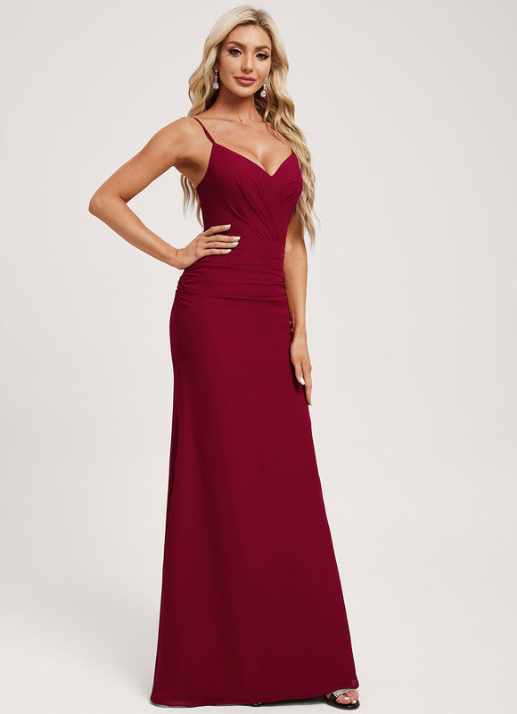 Robe Chic Rouge Élégant Longueur - gallery 2
