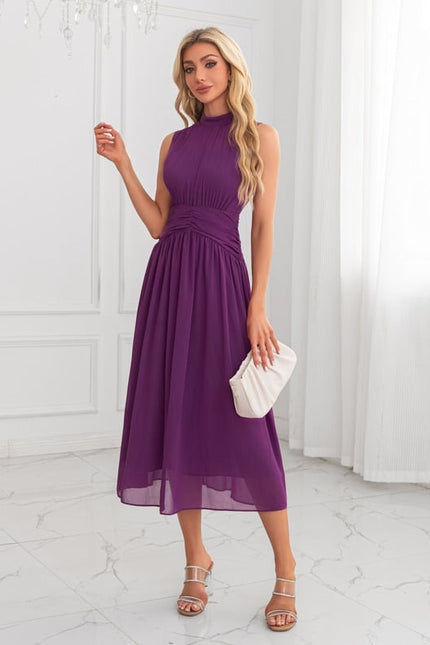 Robe Chic Midi Violette Élégante - gallery 5