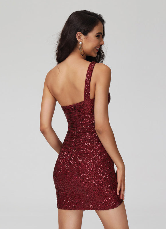 Robe Chic Rouge Pailleté Moderne - gallery 2