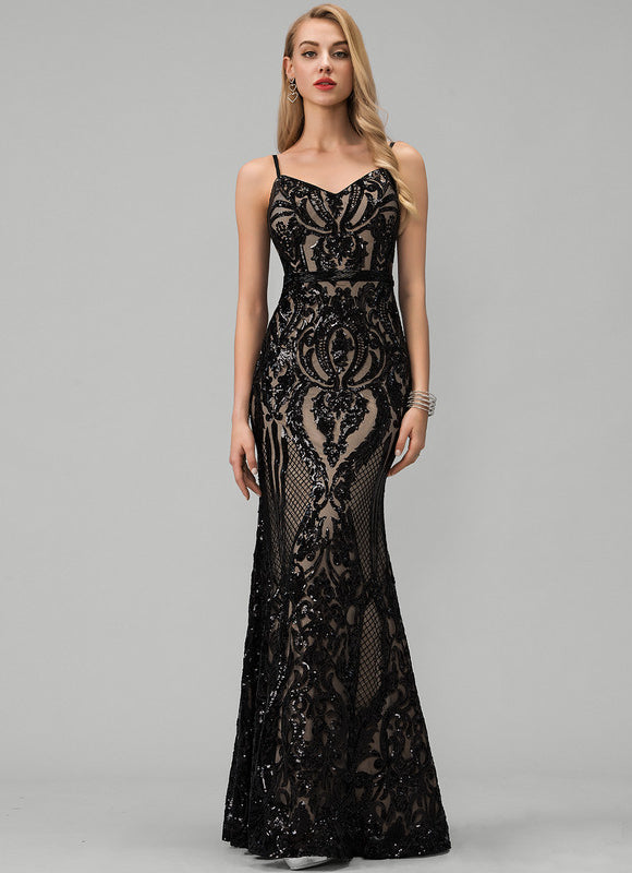 Robe Chic Noire Pailletée Sirène Élégante - gallery 2