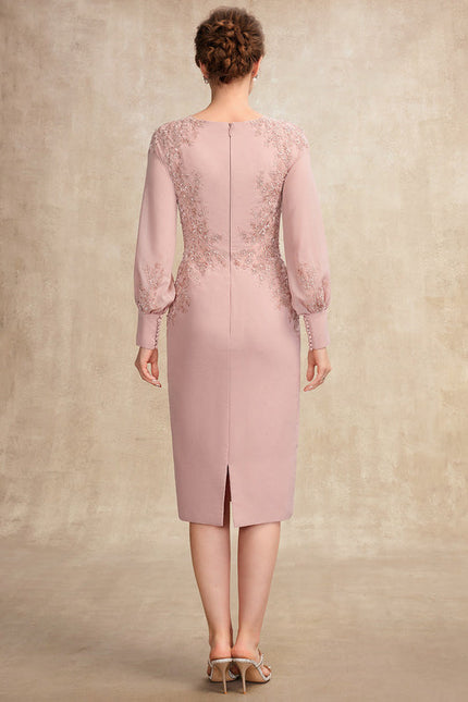 Robe Chic Rose Poudré Élégante Avec Dentelle - gallery 2