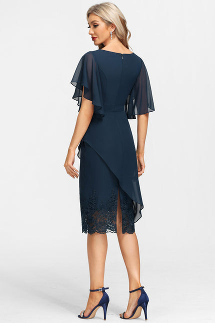 Robe Chic Bleu Marine Avec Dentelle - gallery 5